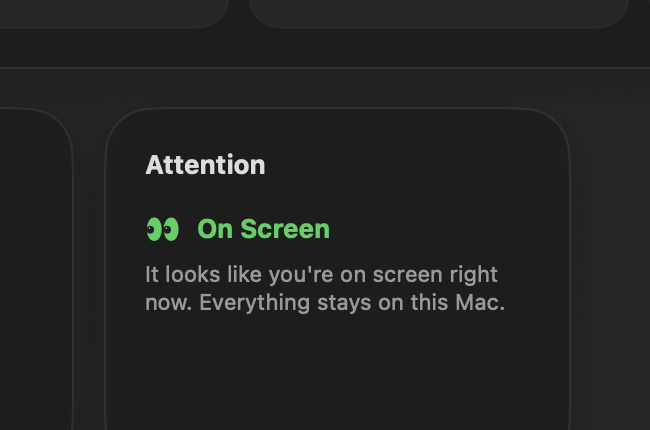 ActualFocus attention card showing an on-screen status.