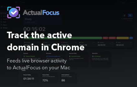 ActualFocus promo tile describing local browser activity tracking for Chrome.